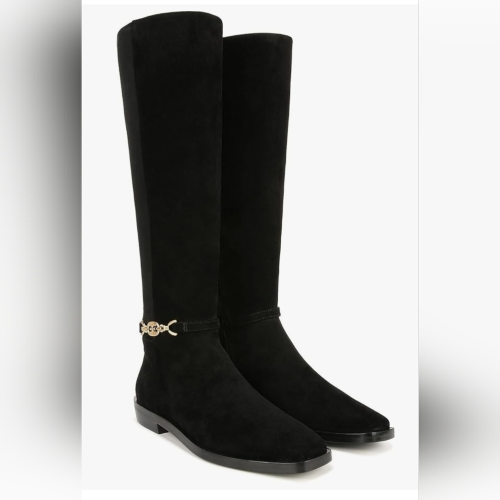 NEW Sam Edelman Clive Leather Suede Black Riding Boots Knee High Women's Size 6